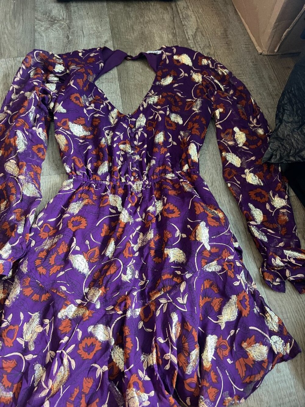 Karina Grimaldi‎ purple and orange open back mini dress size xs